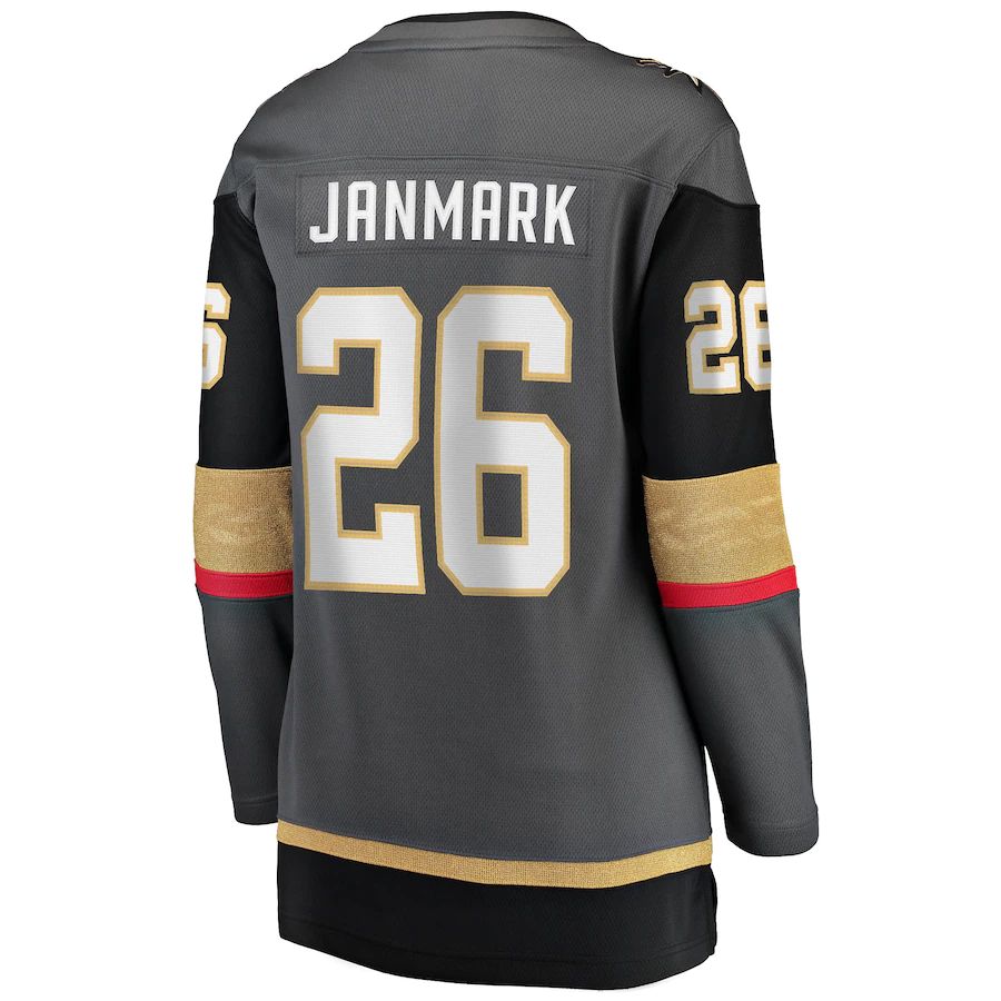 V.Golden Knights #26 Mattias Janmark Supporters Branded 2017-18 Alternate Breakaway Jersey Gray Hockey Jerseys