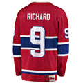 M.Canadiens #9 Maurice Richard Supporters Branded Premier Breakaway Retired Player Jersey  Red Stitched American Hockey Jerseys