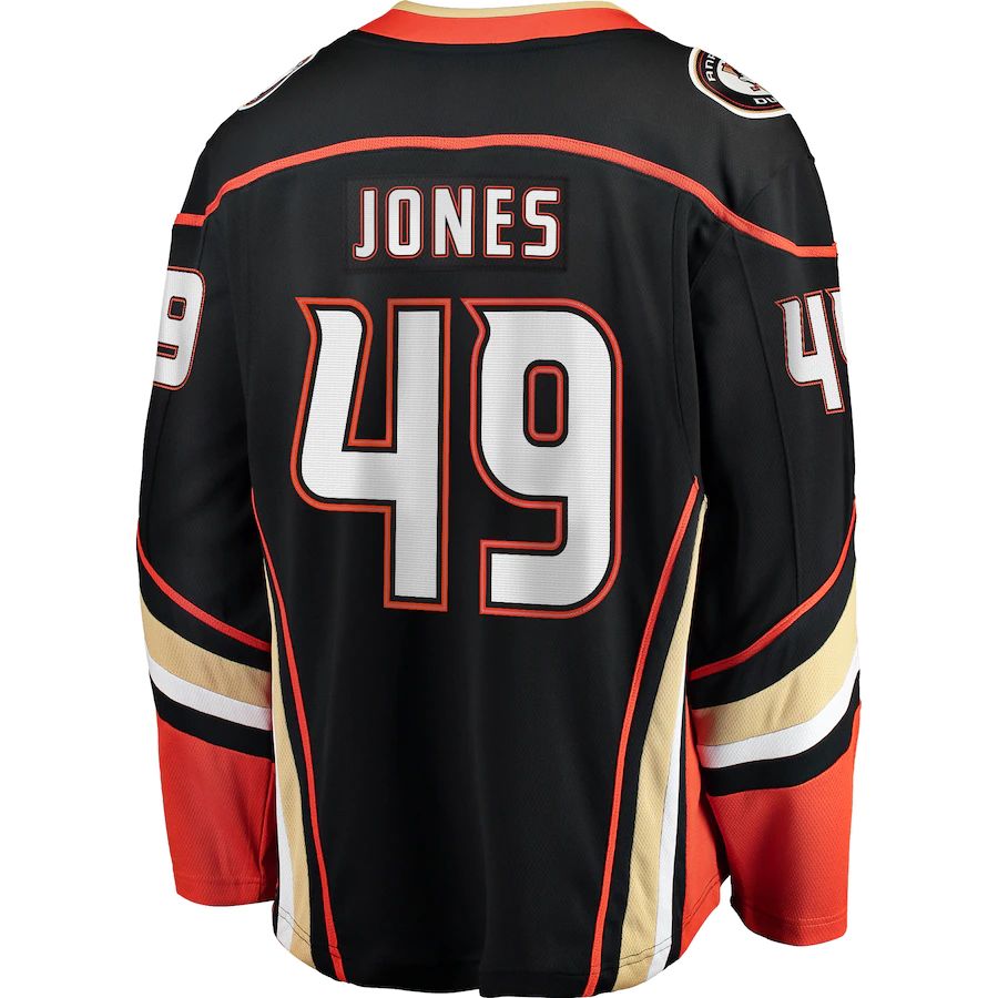 A.Ducks #49 Max Jones Supporters Branded Breakaway Player Jersey Black Stitched American Hockey Jerseys