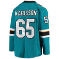 SJ.Sharks #65 Melker Karlsson Fanatics Branded Breakaway Home Player Jersey  Teal Stitched American Hockey Jerseys