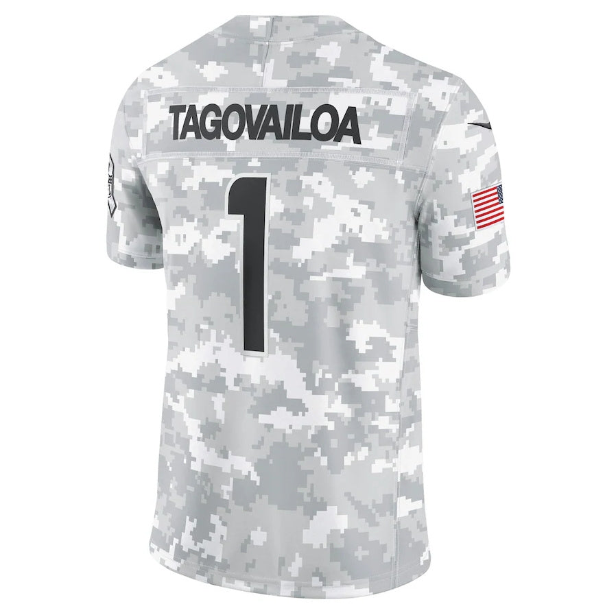 M.Dolphins #1 Tua Tagovailoa Arctic Camo 2024 Salute to Service Limited Stitched American Football Jerseys
