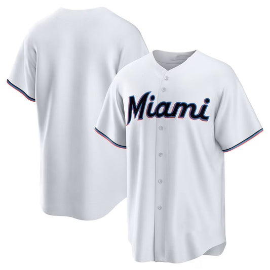 Miami Marlins Home Replica Team Jersey - White Stitched Baseball Jersey
