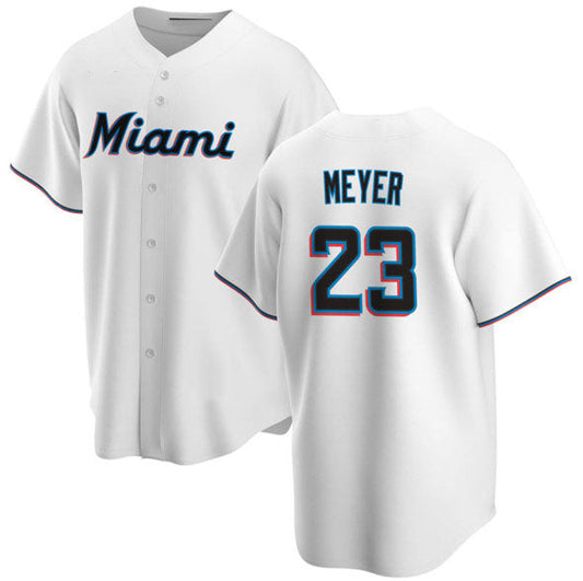 Miami Marlins #23 Max Meyer White Cool Base Stitched Baseball Jersey