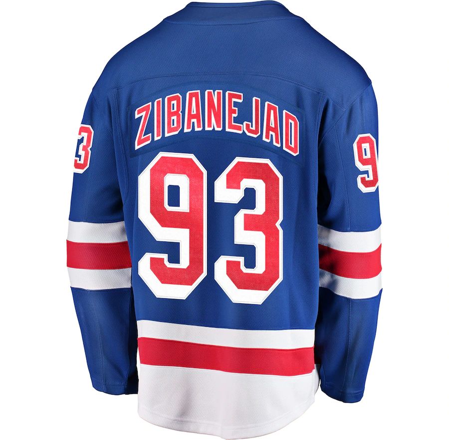 NY.Rangers #93 Mika Zibanejad Supporters Branded Premier Breakaway Player Jersey Blue Stitched American Hockey Jerseys