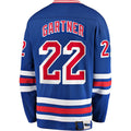 NY.Rangers #22 Mike Gartner Supporters Branded Premier Breakaway Retired Player Jersey Blue Stitched American Hockey Jerseys