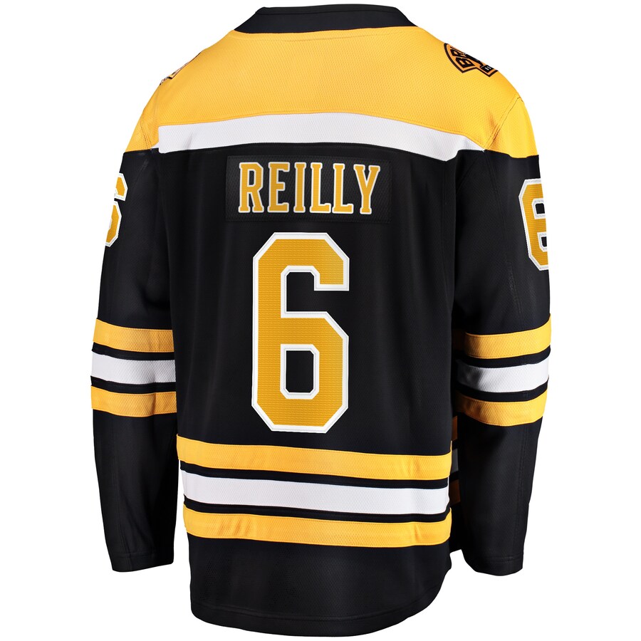 B.Bruins #6 Mike Reilly Supporters Branded 2017-18 Home Breakaway Replica Jersey Black Stitched American Hockey Jerseys