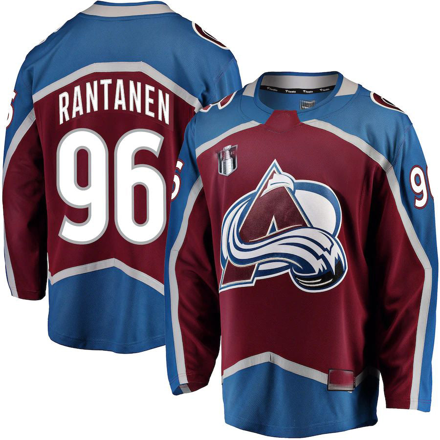 C.Avalanche #96 Mikko Rantanen Supporters Branded Home 2022 Stanley Cup Final Breakaway Player Jersey Burgundy Stitched American Hockey Jerseys