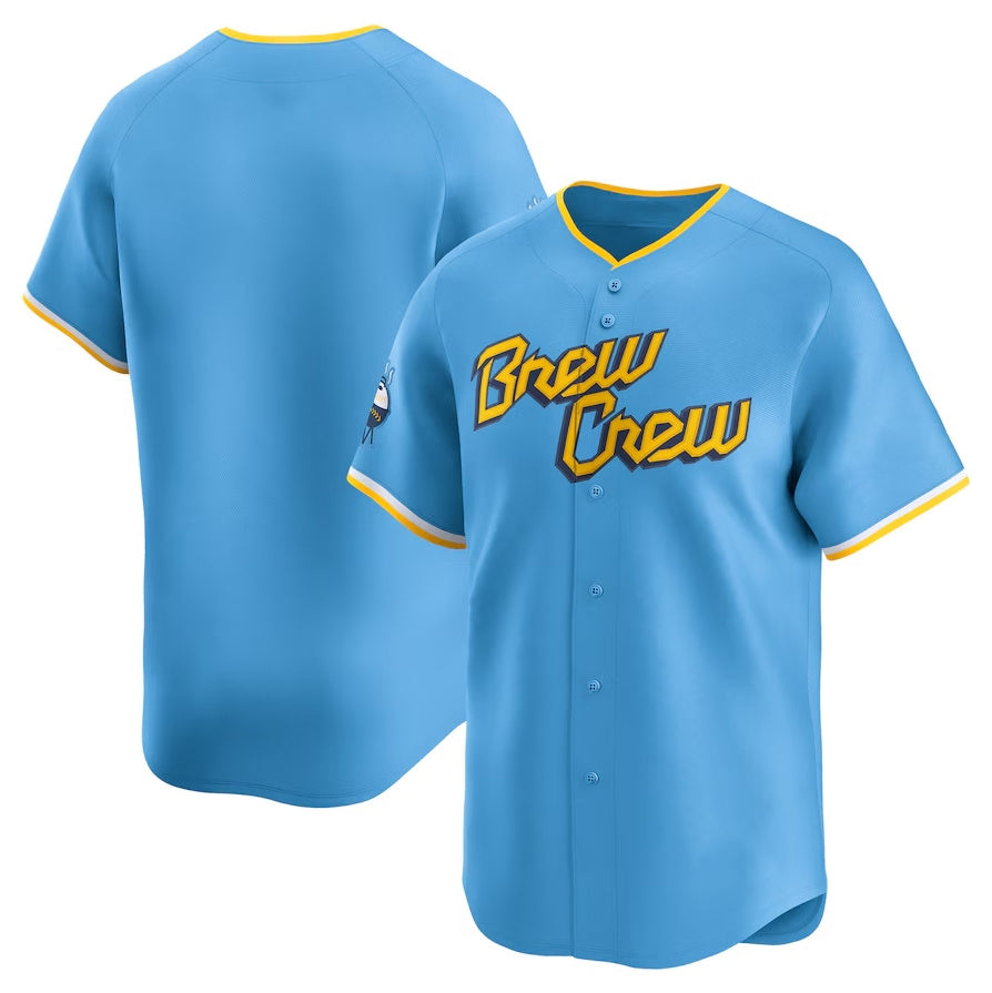 Milwaukee Brewers City Connect Limited Jersey - Light Blue Stitched Baseball Jersey