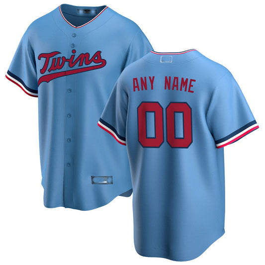 Custom Minnesota Twins Light Blue Alternate Replica Custom Jersey Baseball Jerseys
