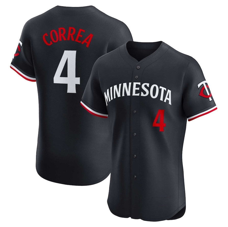 Minnesota Twins #4 Carlos Correa Alternate Elite Player Jersey - Navy Stitched Baseball Jersey