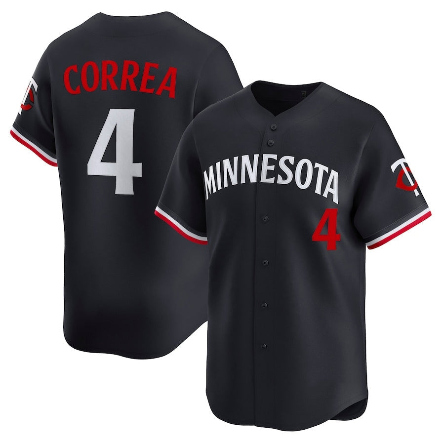 Minnesota Twins #4 Carlos Correa Alternate Limited Jersey - Navy Stitched Baseball Jersey