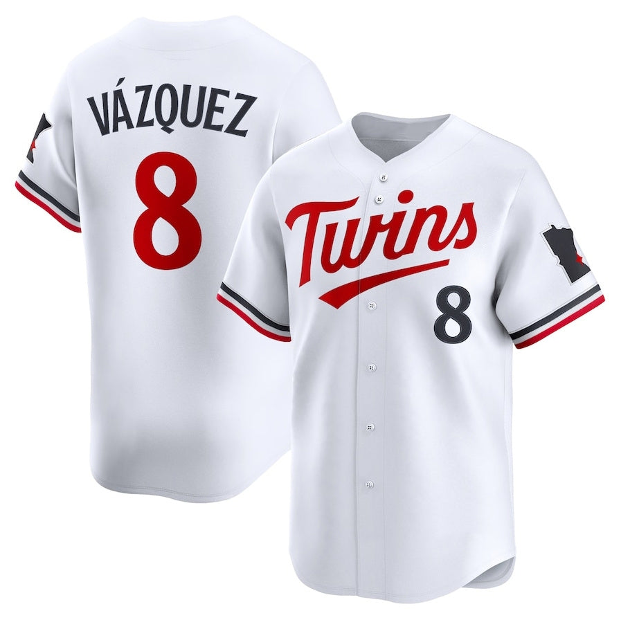 Minnesota Twins #8 Christian V¨¢zquez Home Limited Jersey - White Stitched Baseball Jersey