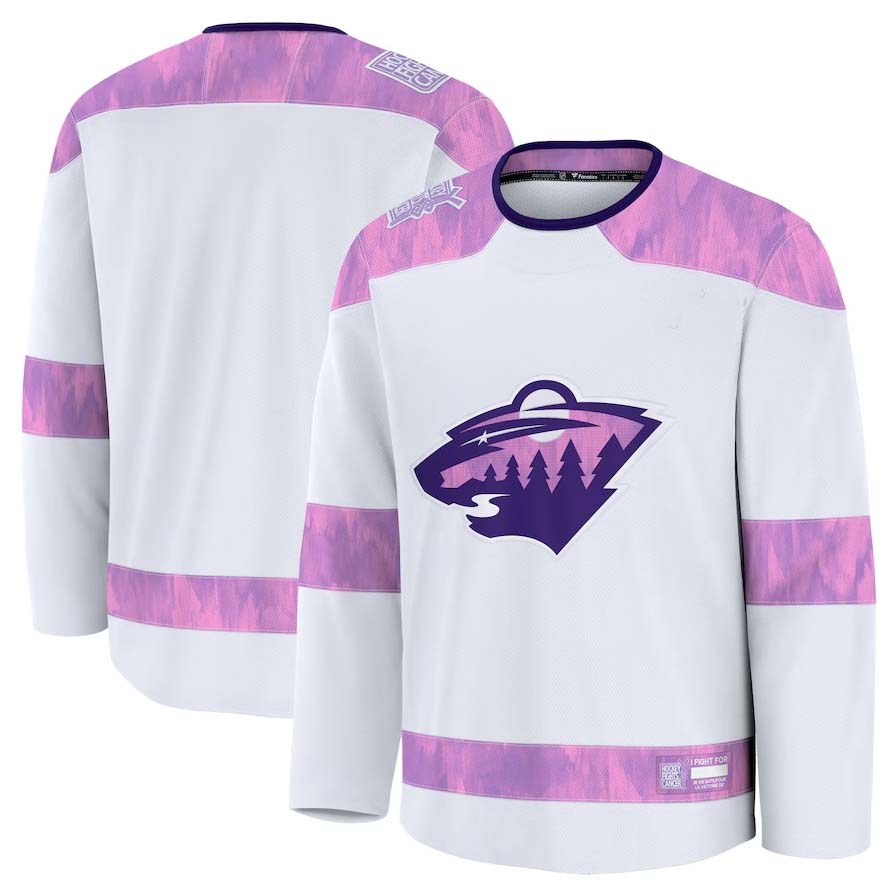 M.Wild Supporters 2024 Hockey Fights Cancer Practice Jersey - White Stitched American Hockey Jerseys