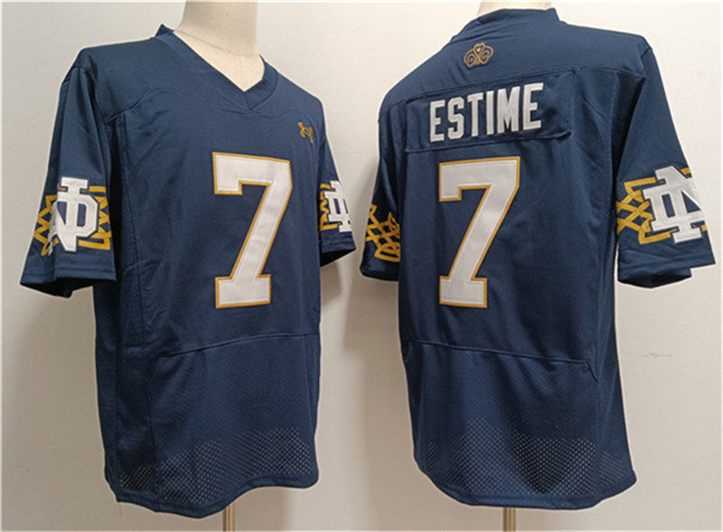 N.Dame Fighting Irish #7 Audric Estim¨¦ Navy With Name Limited Stitched Jersey College Jerseys