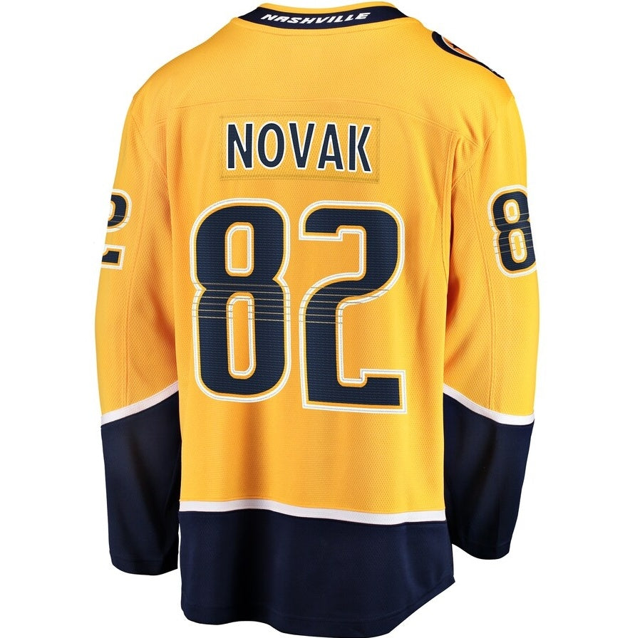 N.Predators #82 Tommy Novak Fanatics Home Breakaway Jersey - Gold Stitched American Hockey Jerseys