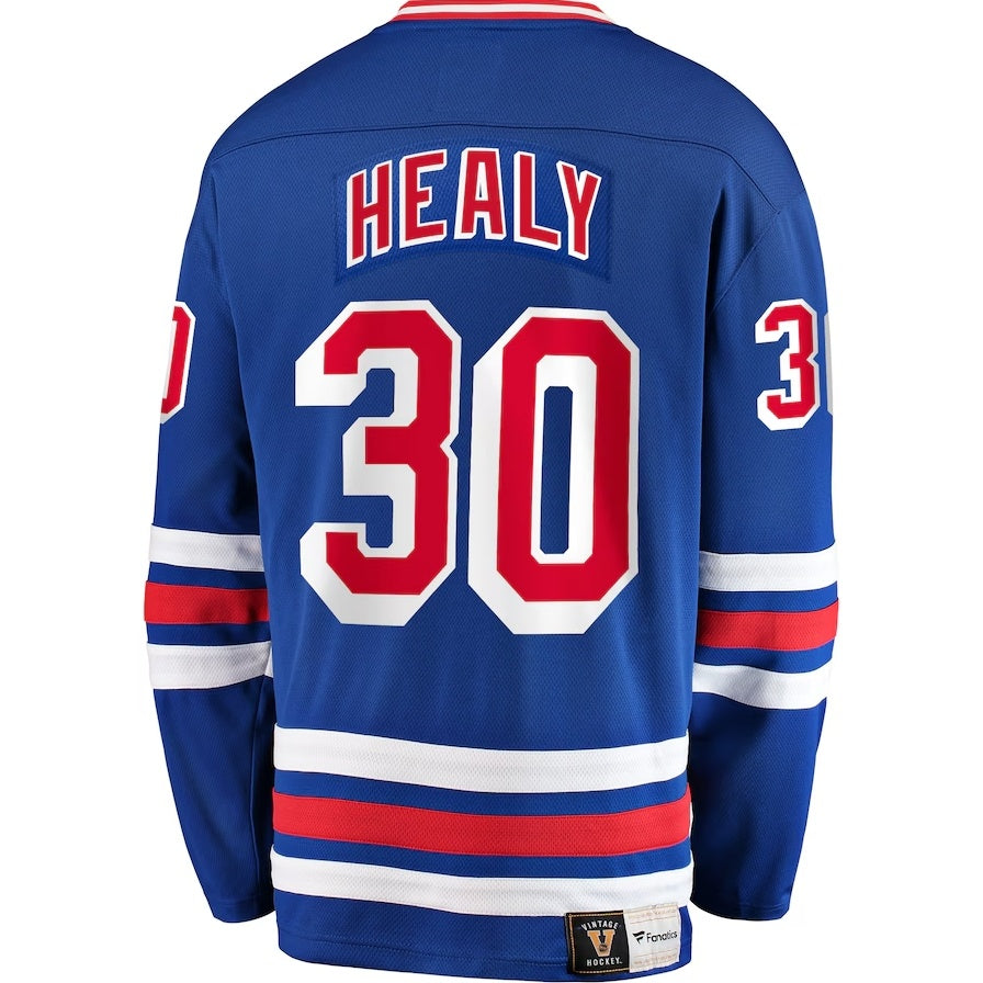 NY.Rangers #30 Glenn Healy Supporters Premier Breakaway Retired Player Jersey - Blue Stitched American Hockey Jerseys