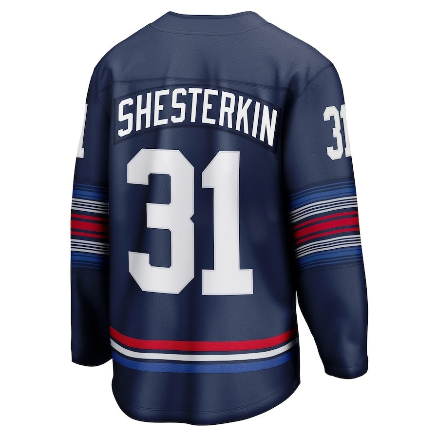NY.Rangers #31 Igor Shesterkin Supporters Alternate Premier Breakaway Player Jersey - Navy Stitched American Hockey Jerseys