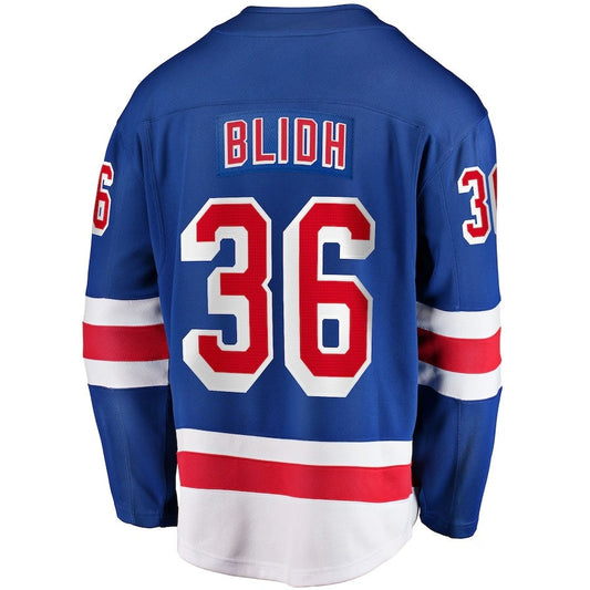 NY.Rangers #36 Anton Blidh Fanatics Home Breakaway Jersey - Blue Stitched American Hockey Jerseys