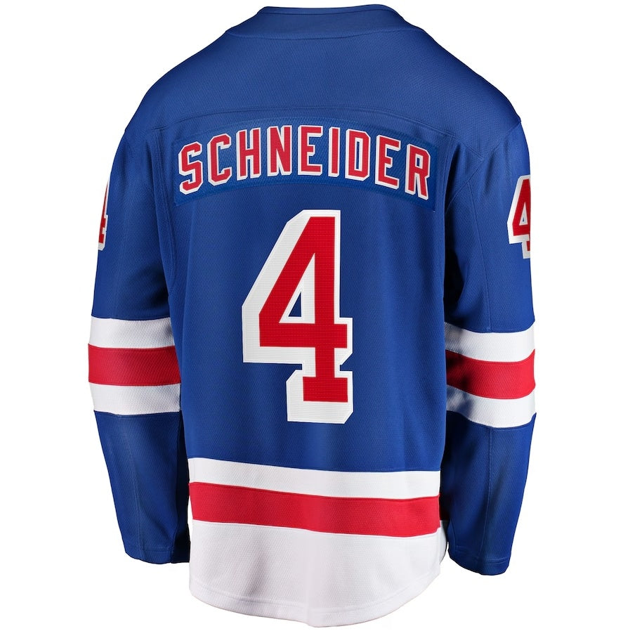 NY.Rangers #4 Braden Schneider Supporters Home Premier Breakaway Player Jersey - Blue Stitched American Hockey Jerseys