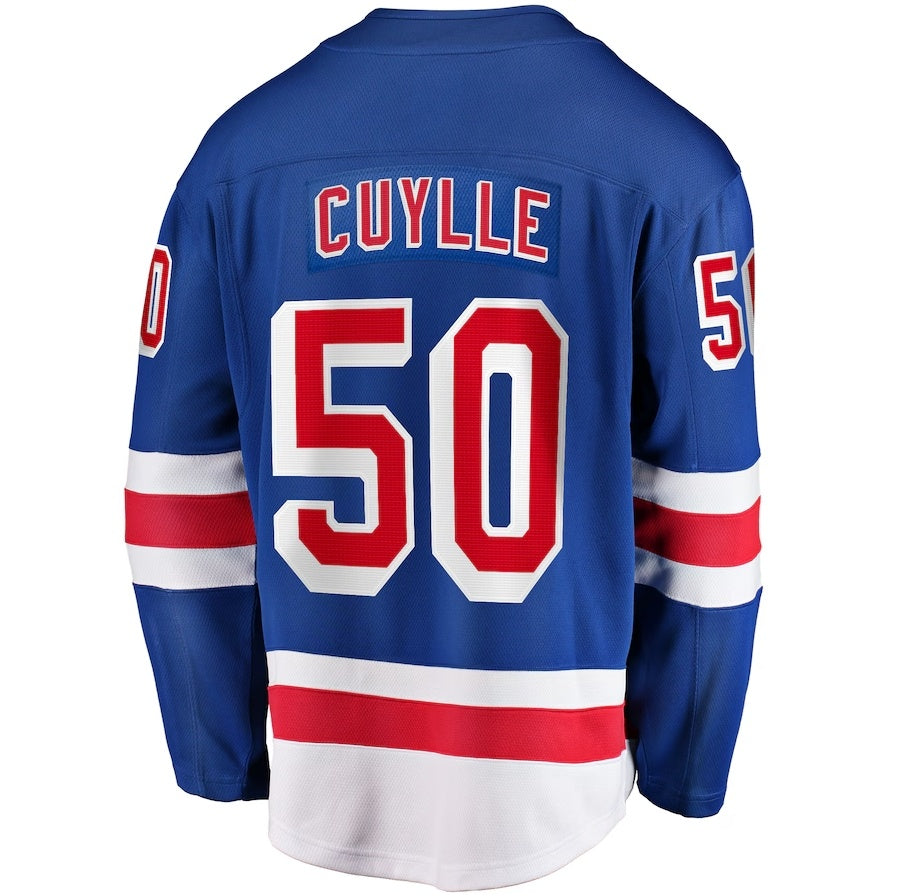NY.Rangers #50 Will Cuylle Fanatics Home Premier Breakaway Player Jersey - Blue Stitched American Hockey Jerseys