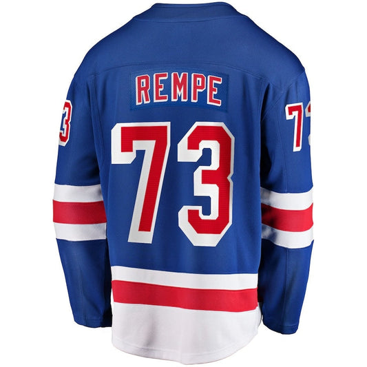 NY.Rangers #73 Matt Rempe Fanatics Home Breakaway Jersey - Blue Stitched American Hockey Jerseys