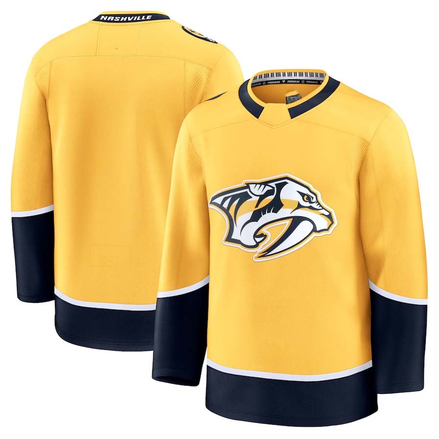 N.Predators Fanatics Home Premium Jersey - Yellow Stitched American Hockey Jerseys