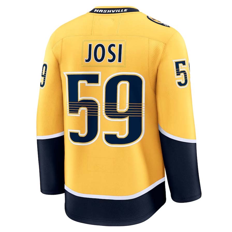 N.Predators #59 Roman Josi Fanatics Home Premium Jersey - Yellow Stitched American Hockey Jerseys