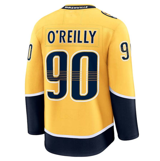 N.Predators #90 Ryan O'Reilly Fanatics Home Premium Jersey - Yellow Stitched American Hockey Jerseys