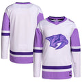 N.Predators Hockey Fights Cancer Primegreen Authentic Blank Practice Jersey White Purple Stitched American Hockey Jerseys
