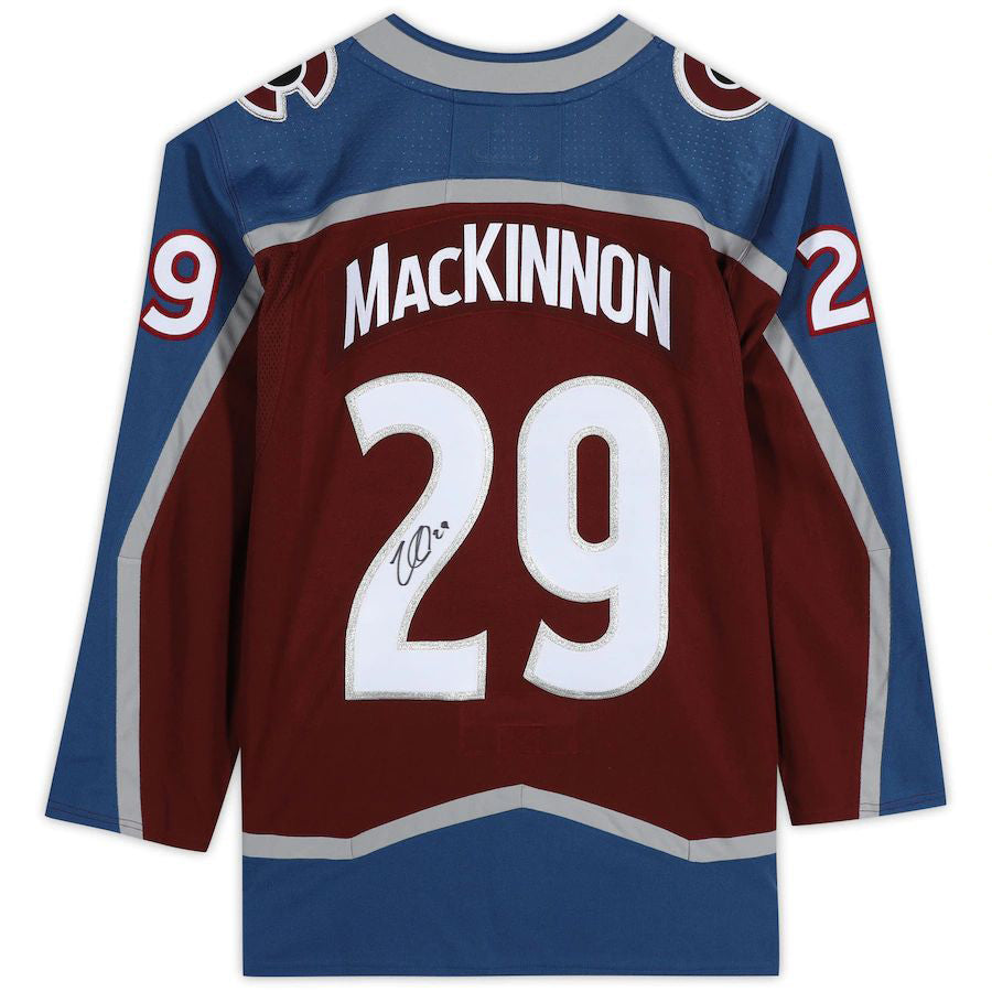 C.Avalanche #29 Nathan MacKinnon Supporters Authentic Autographed Burgundy Stitched American Hockey Jerseys