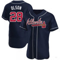 Atlanta Braves #28 Matt Olson Navy Alternate Jersey Stitches Baseball Jerseys