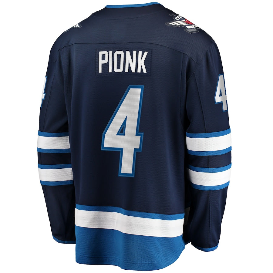 W.Jets #4 Neal Pionk Supporters Branded Home Breakaway Player Jersey Navy Stitched American Hockey Jerseys