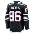 NJ.Devils #86 Jack Hughes Fanatics Alternate Premium Jersey - Black Stitched American Hockey Jerseys