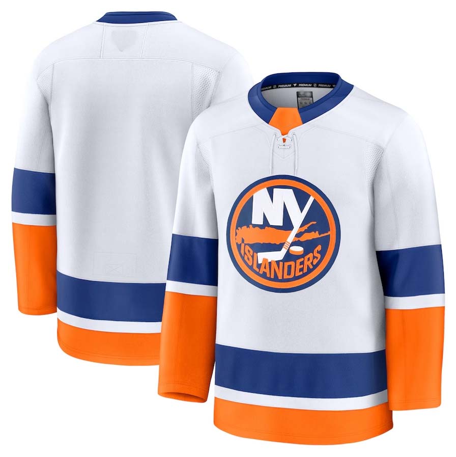 NY.Islanders Fanatics Away Premium Jersey - White Stitched American Hockey Jerseys