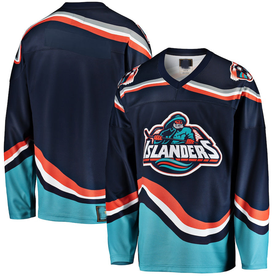 NY.Islanders Supporters Branded Premier Breakaway Heritage Blank Jersey Navy Stitched American Hockey Jerseys