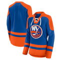 NY.Islanders Supporters Branded Net Gain Fleece V-Neck Pullover Sweatshirt RoyalOrange Stitched American Hockey Jerseys
