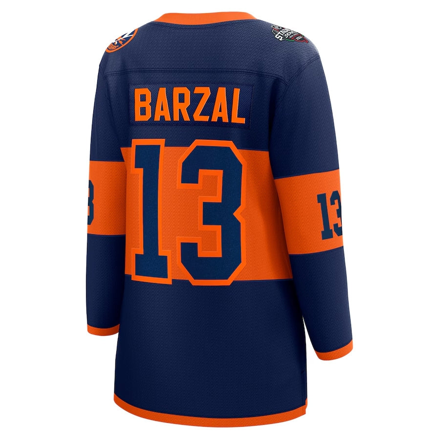 NY.Islanders #13 Mathew Barzal Supporters 2024 Stadium Series Breakaway Player Jersey ¨C Navy Stitched American Hockey Jerseys
