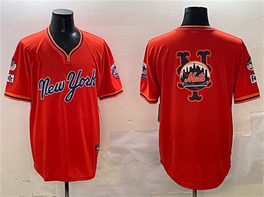 New York Mets Team Big Logo Orange 2025 Spring Training Stitched Baseball Jersey