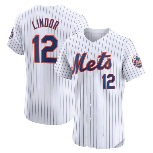 New York Mets #12 Francisco Lindor Home Elite Jersey - White Stitched Baseball Jersey