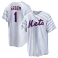 New York Mets #1 Groom Home Replica Jersey - White Stitched Baseball Jersey