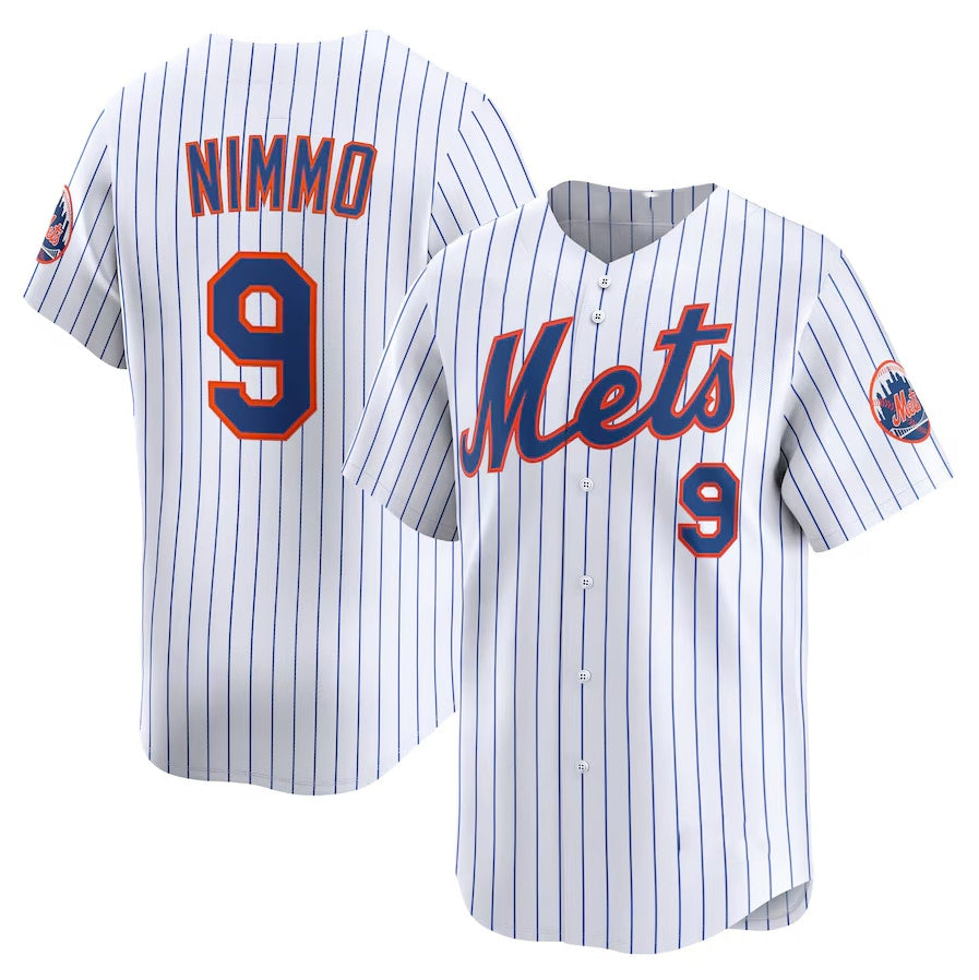 New York Mets #9 Brandon Nimmo Home Limited Player Jersey - White Stitched Baseball Jersey