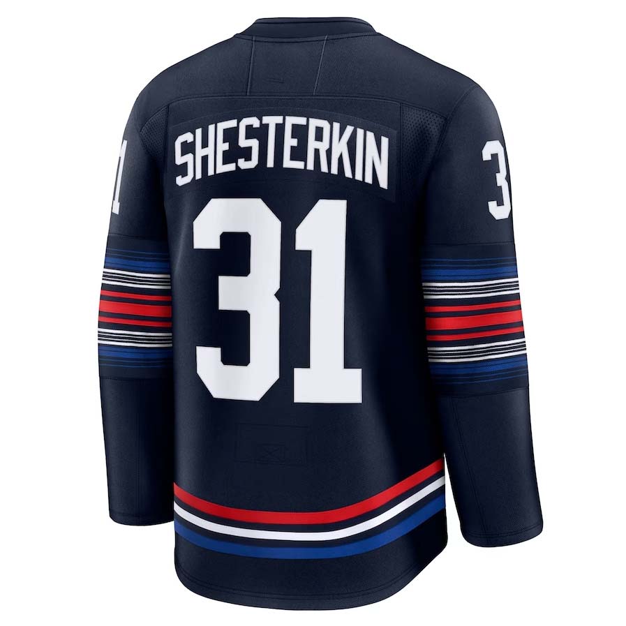 NY.Rangers #31 Igor Shesterkin Supporters Alternate Premium Jersey - Navy Stitched American Hockey Jerseys