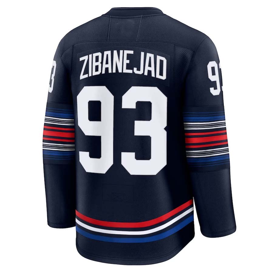 NY.Rangers #93 Mika Zibanejad Supporters Alternate Premium Jersey - Navy Stitched American Hockey Jerseys