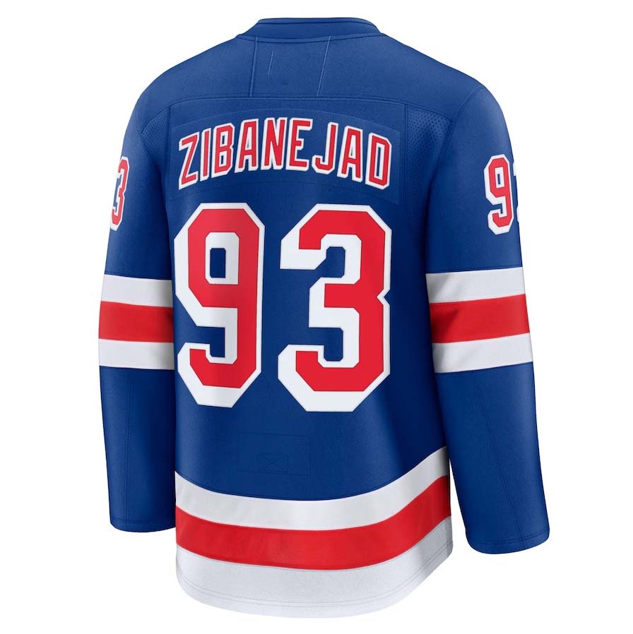 NY.Rangers #93 Mika Zibanejad Supporters Home Premium Jersey - Blue Stitched American Hockey Jerseys