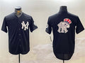 New York Yankees Team Big Logo Black With Patch Cool Base Stitched Baseball Jersey
