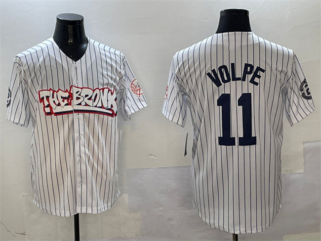 New York Yankees #11 Anthony Volpe White Bronx Graffiti Vapor Limited Stitched Baseball Jersey