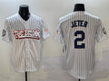 New York Yankees #2 Derek Jeter White Bronx Graffiti Vapor Limited Stitched Baseball Jersey