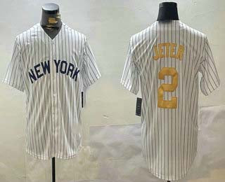 New York Yankees #2 Derek Jeter White Pinstripe Name Fashion Cool Base Stitched Baseball Jersey