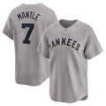 New York Yankees #7 Mickey Mantle Throwback Cooperstown Collection Limited Jersey - Gray Stitched Baseball Jersey