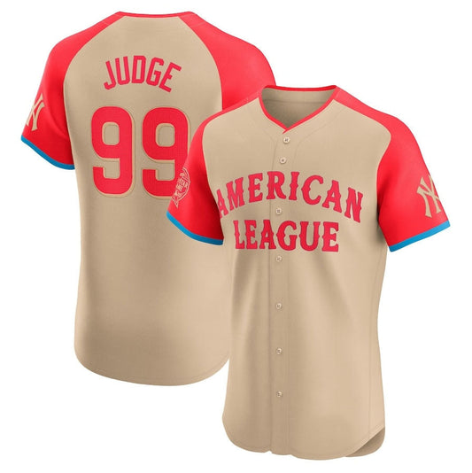 New York Yankees #99 Aaron Judge American League 2024 All-Star Game Elite Player Jersey - Cream Stitched Baseball Jersey
